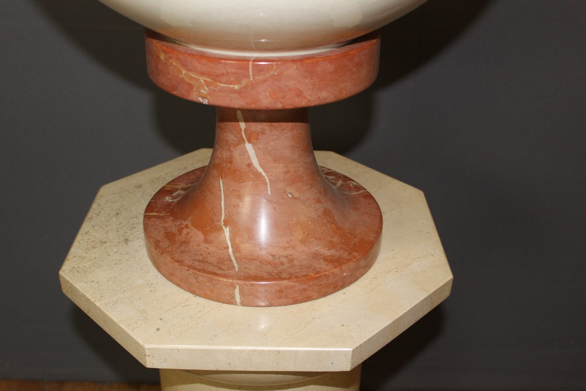 Marble And Ceramic Column And Basin Circa 1980-photo-4