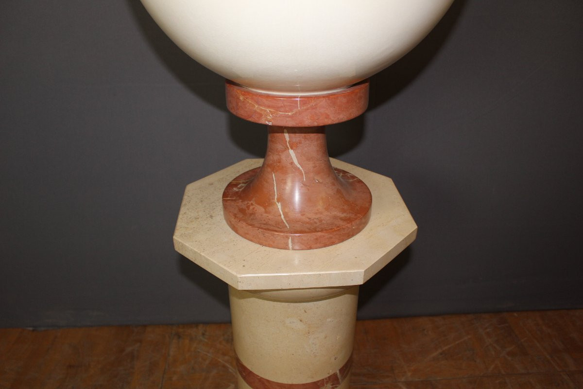 Marble And Ceramic Column And Basin Circa 1980-photo-2