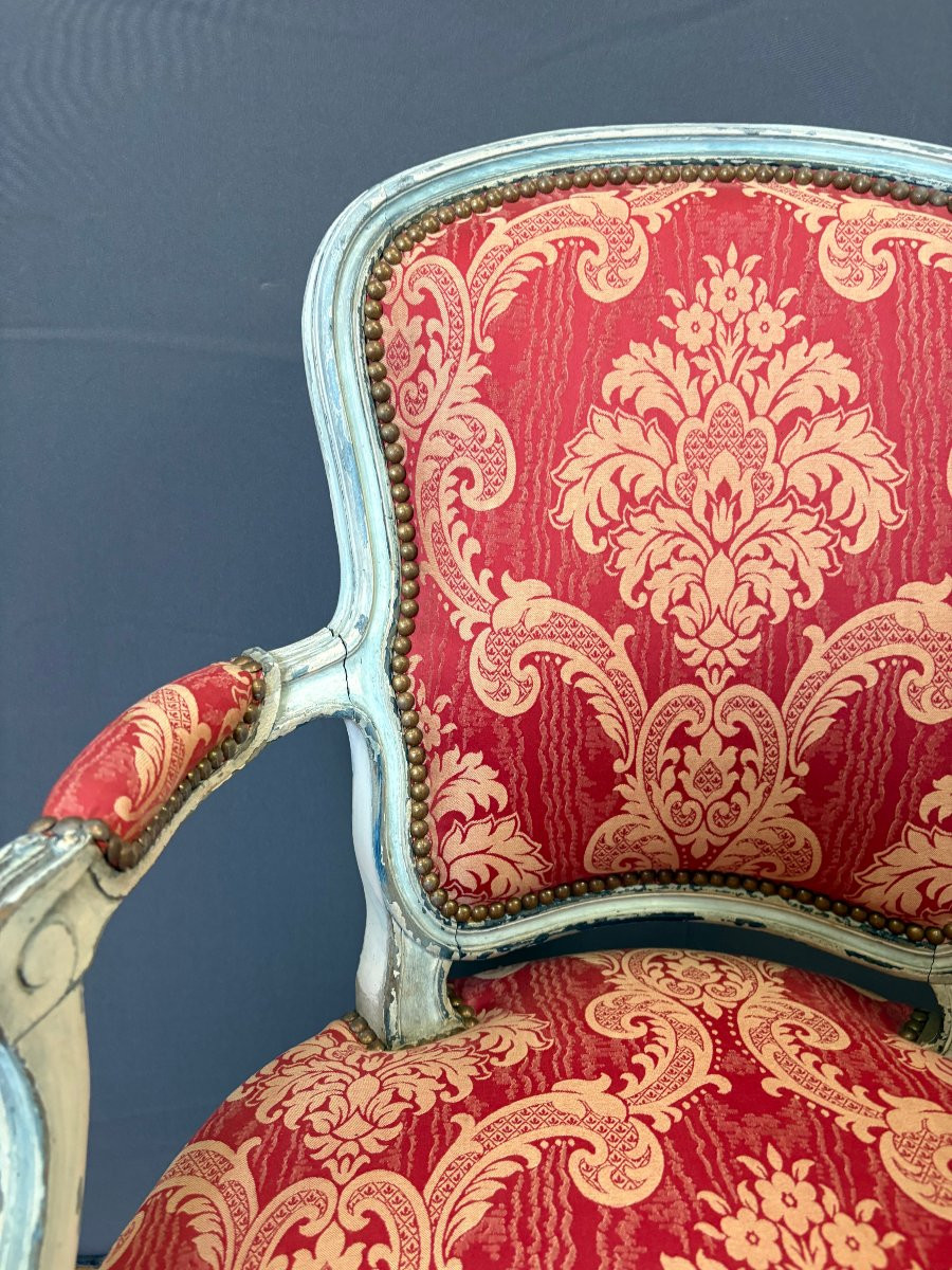 Pair Of Louis XV Style Polychrome Beech Cabriolets-photo-4