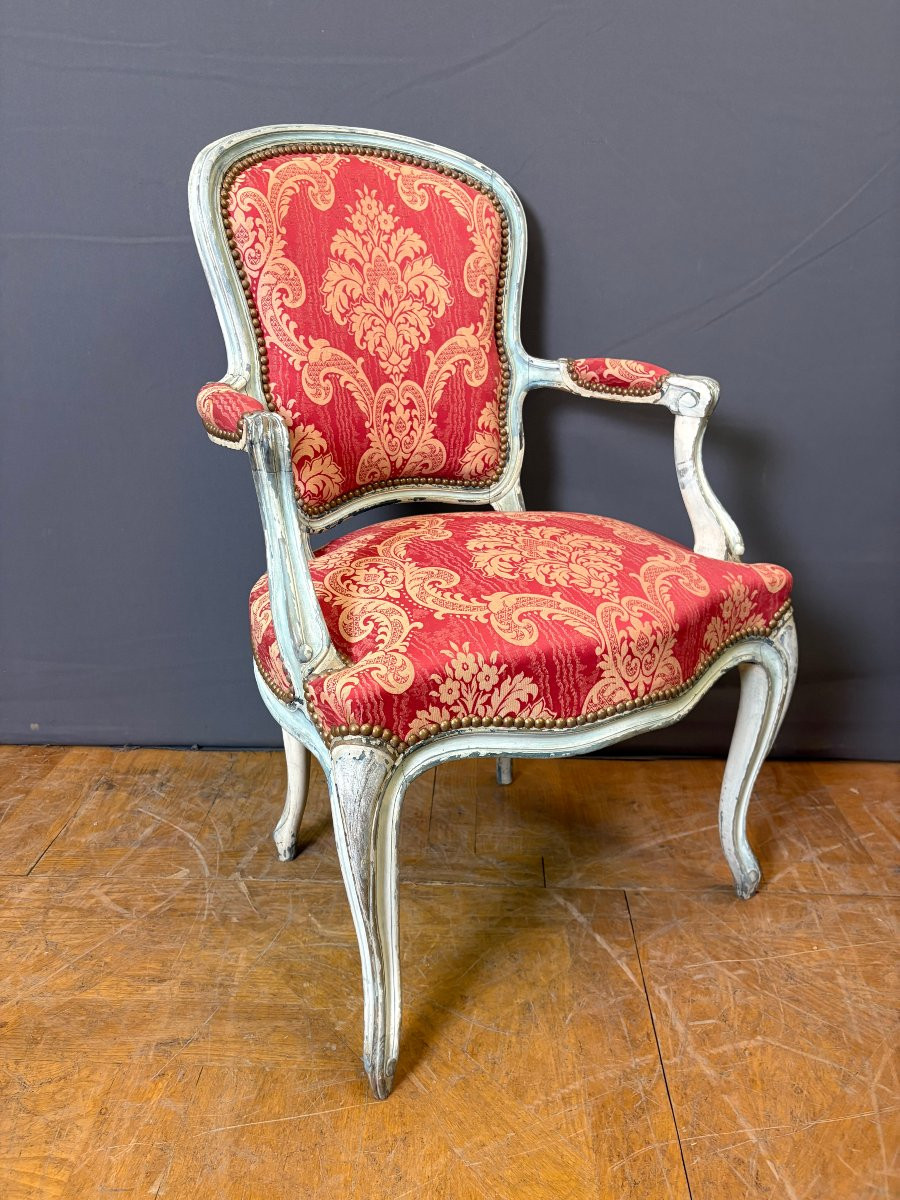 Pair Of Louis XV Style Polychrome Beech Cabriolets-photo-6