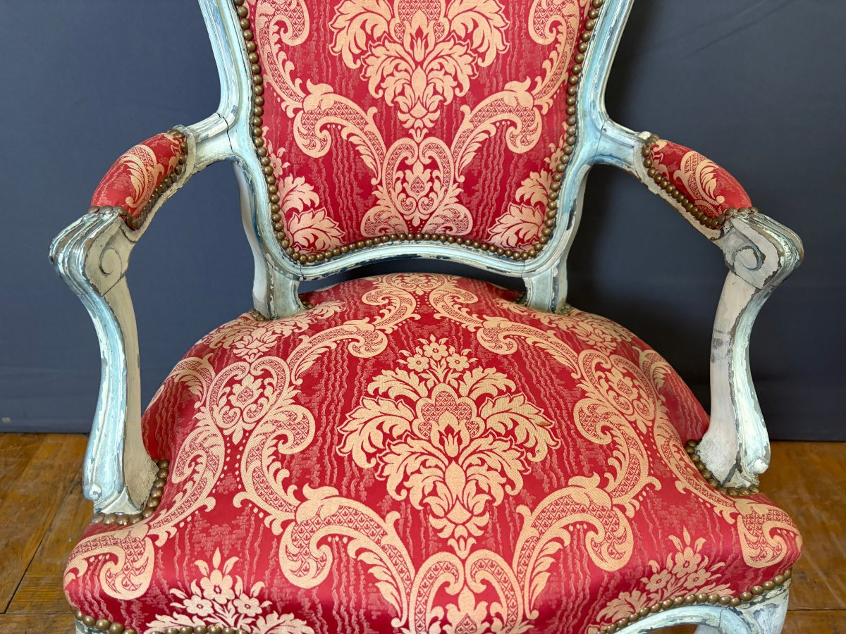Pair Of Louis XV Style Polychrome Beech Cabriolets-photo-7