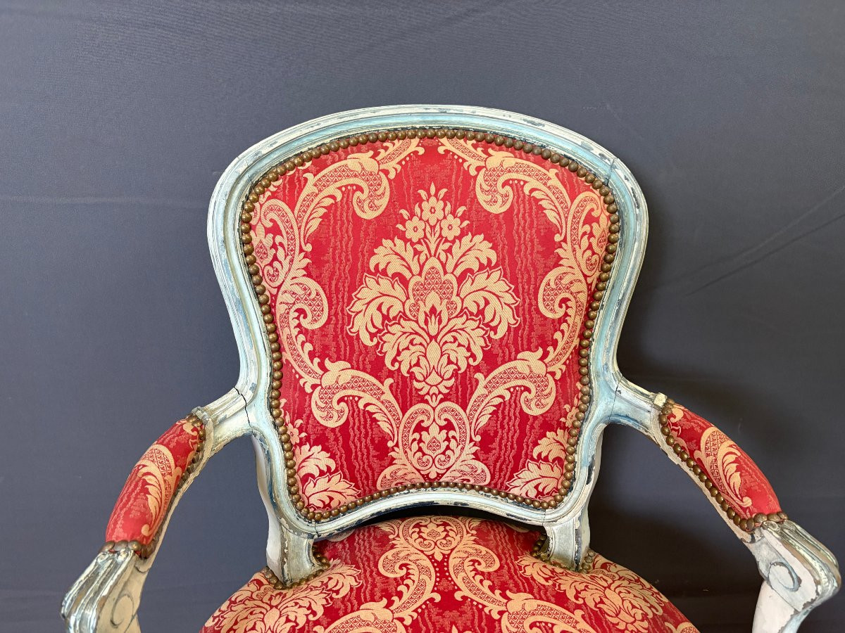 Pair Of Louis XV Style Polychrome Beech Cabriolets-photo-8