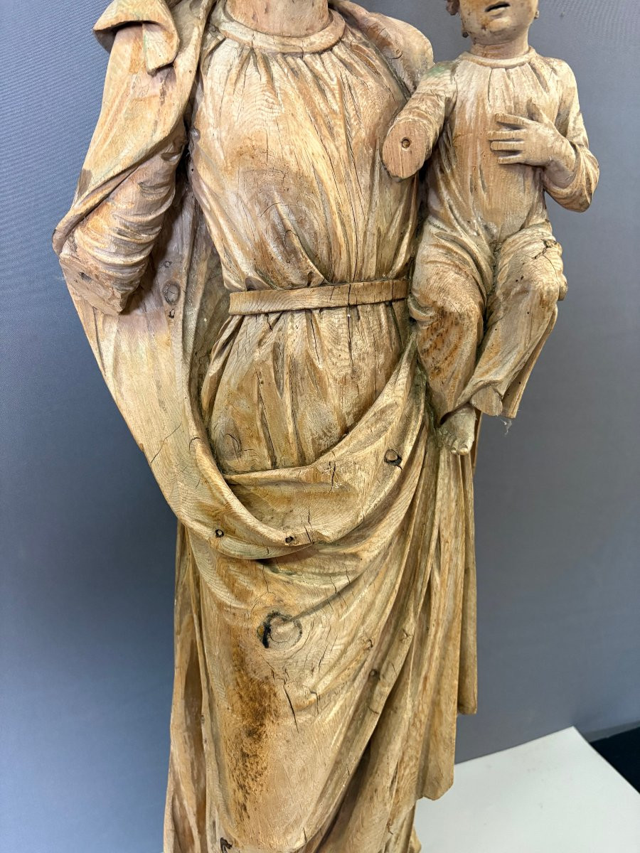 Virgin And Child In Carved Wood, Late 18th Century-photo-3