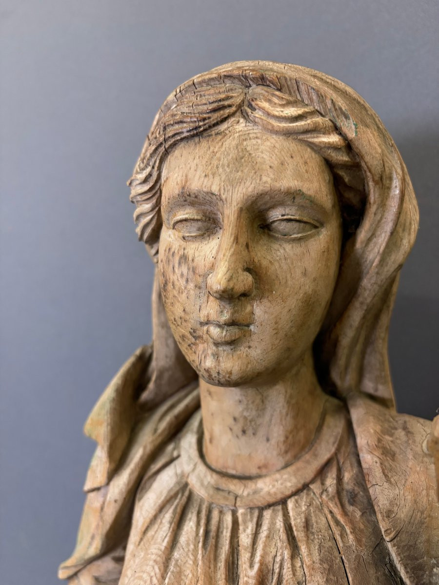 Virgin And Child In Carved Wood, Late 18th Century-photo-3