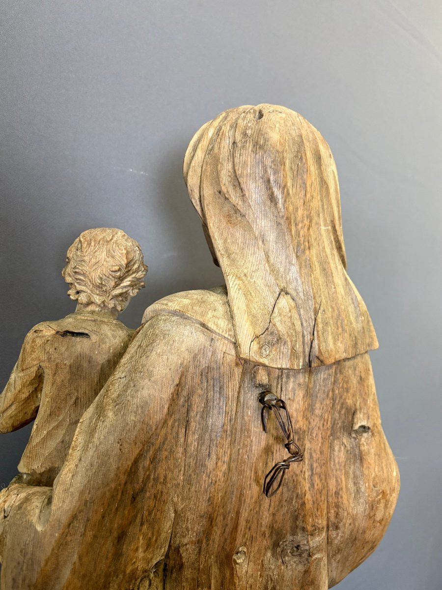 Virgin And Child In Carved Wood, Late 18th Century-photo-5