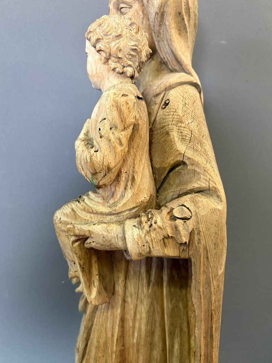 Virgin And Child In Carved Wood, Late 18th Century-photo-7