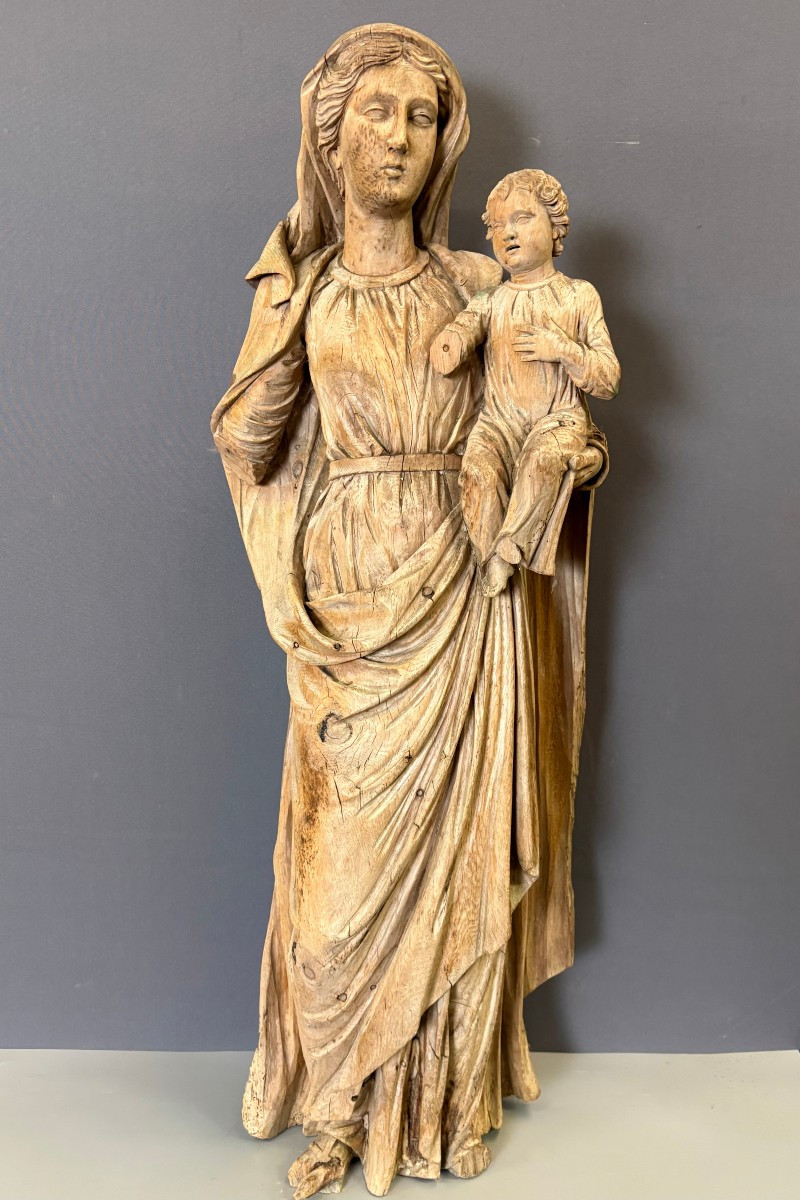 Virgin And Child In Carved Wood, Late 18th Century