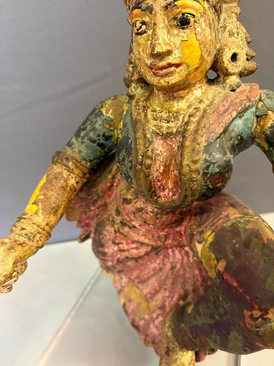 Radjasthan Polychrome Wooden Sculpture Late 19th Century-photo-7
