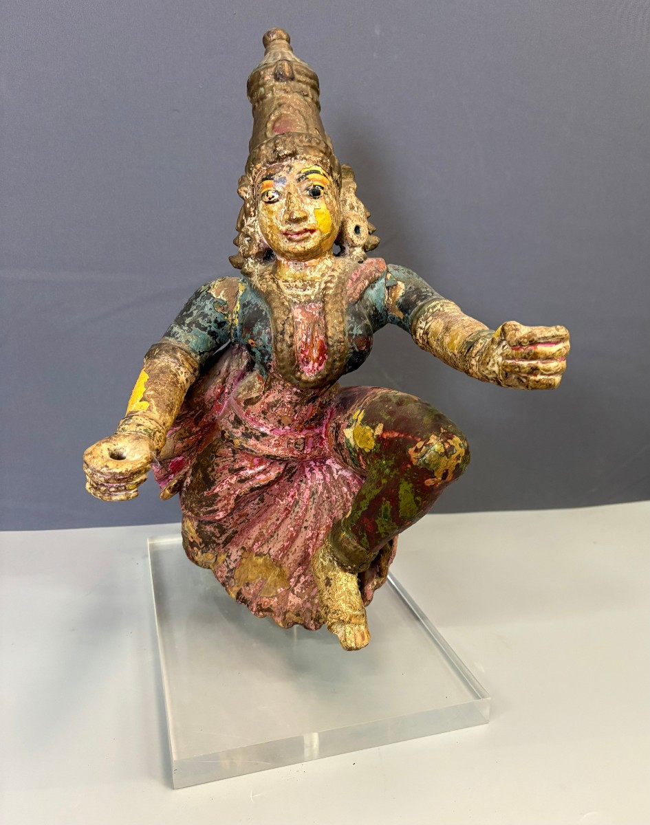 Radjasthan Polychrome Wooden Sculpture Late 19th Century