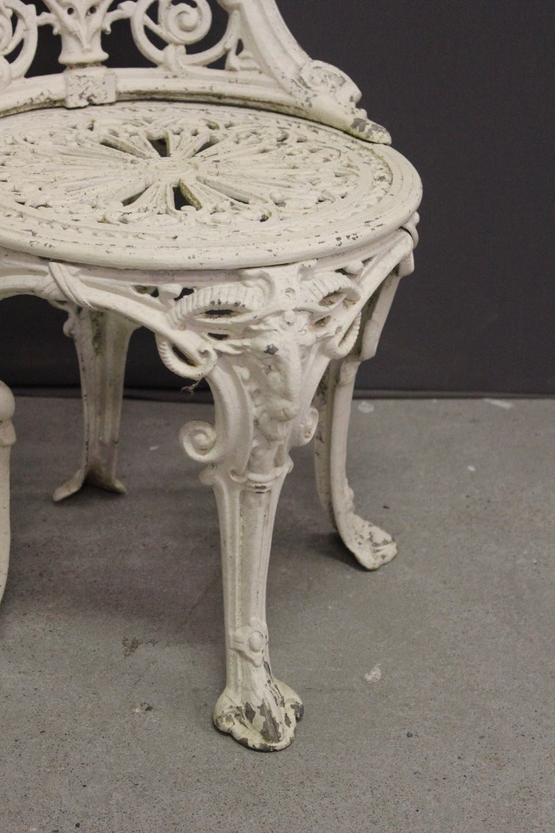 Salon de jardin en fonte à décor de femmes XXe-photo-3