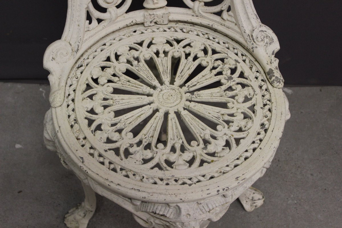 Salon de jardin en fonte à décor de femmes XXe-photo-5