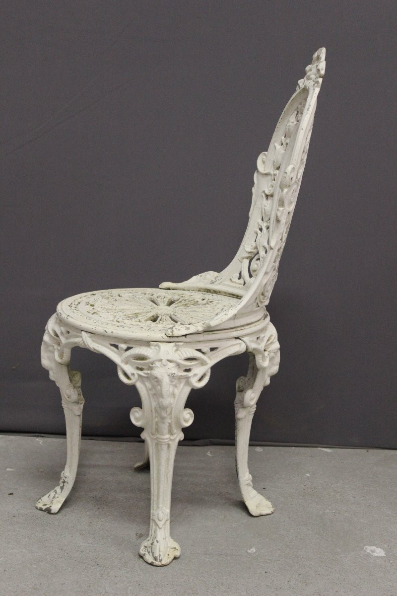 Salon de jardin en fonte à décor de femmes XXe-photo-6