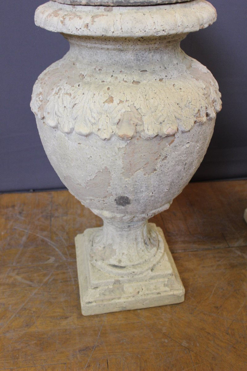 Pair Of Covered Garden Vases , XIXe-photo-3