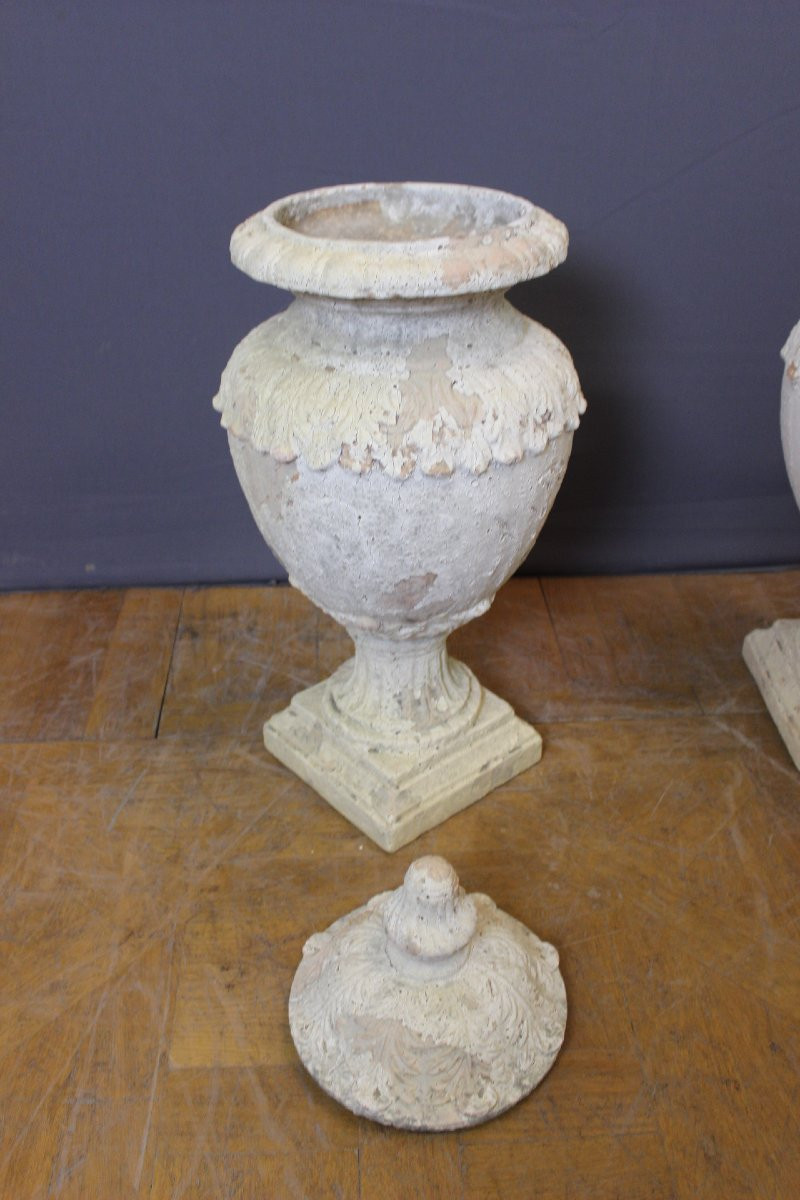 Pair Of Covered Garden Vases , XIXe-photo-4