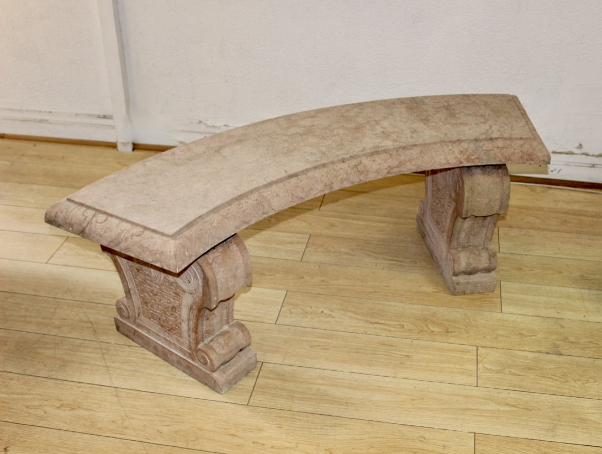 Paire de Bancs de Jardin en Marbre Rose Perlino XX-photo-3