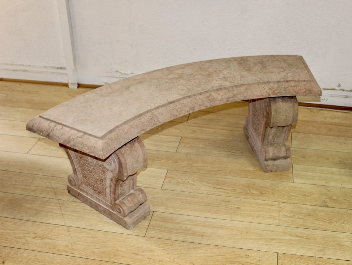 Paire de Bancs de Jardin en Marbre Rose Perlino XX