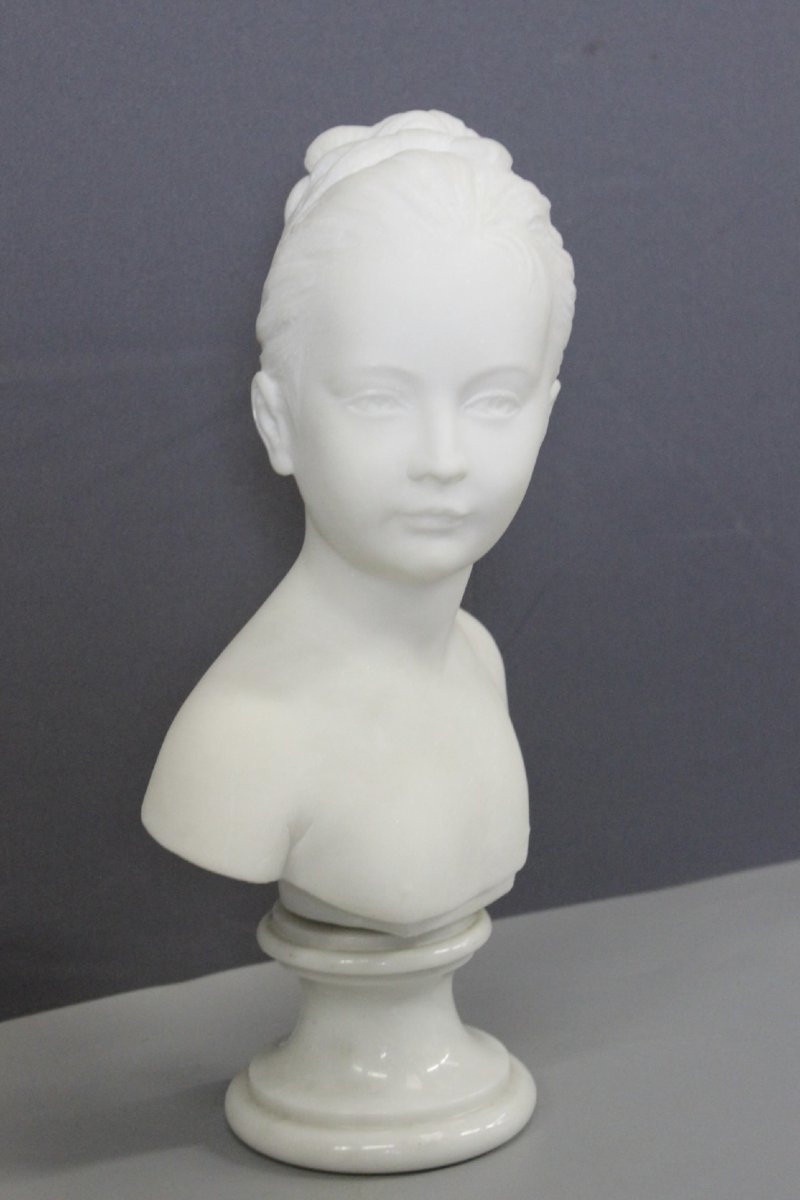 Buste de jeune Femme , Marie Louise Brongniart , en Marbre de Carrare vers 1900-photo-8