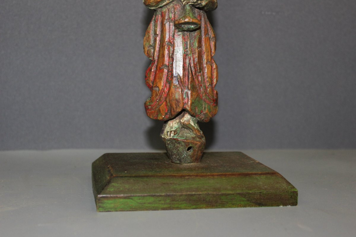 Paire de Sculptures en Bois Polychrome , Inde du Nord XIX-photo-3