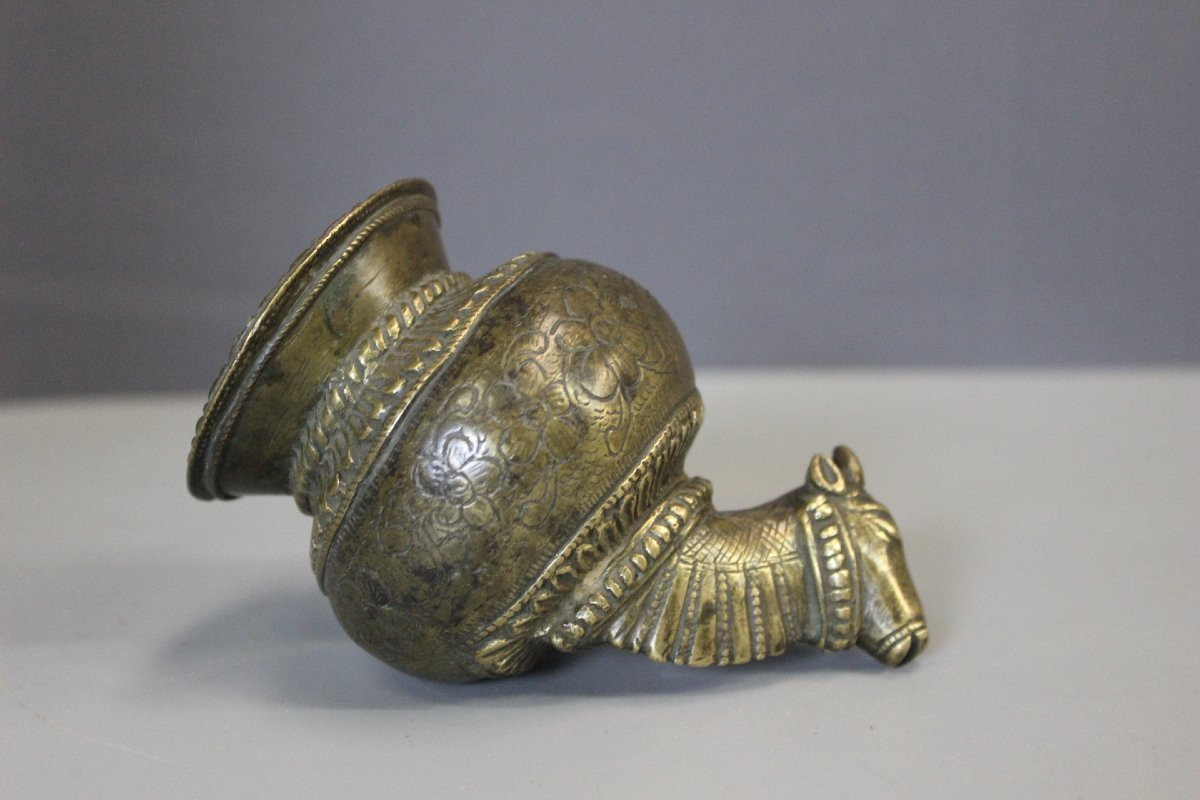 Tête de Vache Sacrée en Bronze , Inde fin XVIIIe-photo-4
