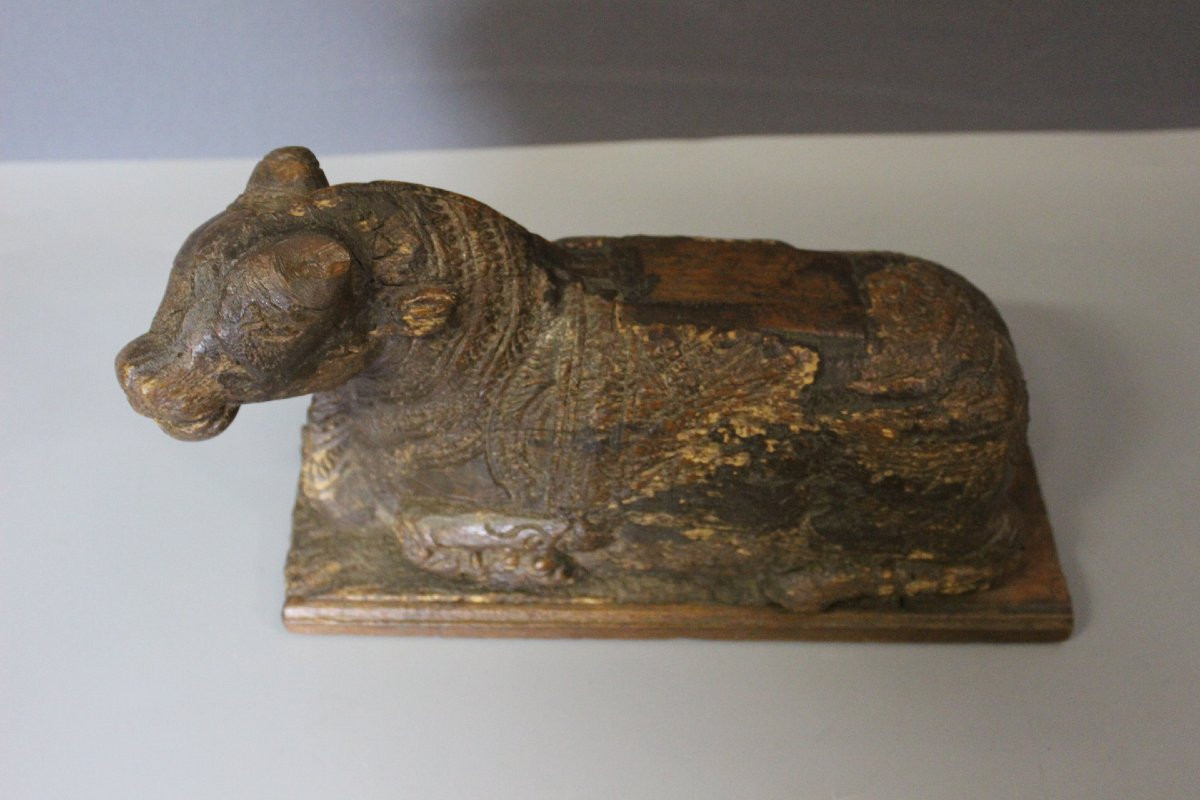 Sacred Cow In Carved Wood, India XIX-photo-1