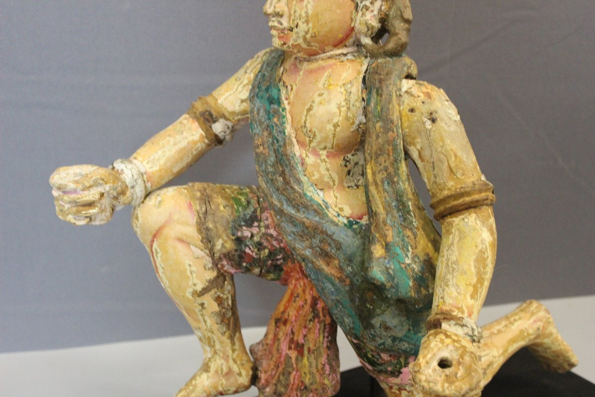Bois Polychrome , Radjasthan , Inde du Nord XIXe-photo-3