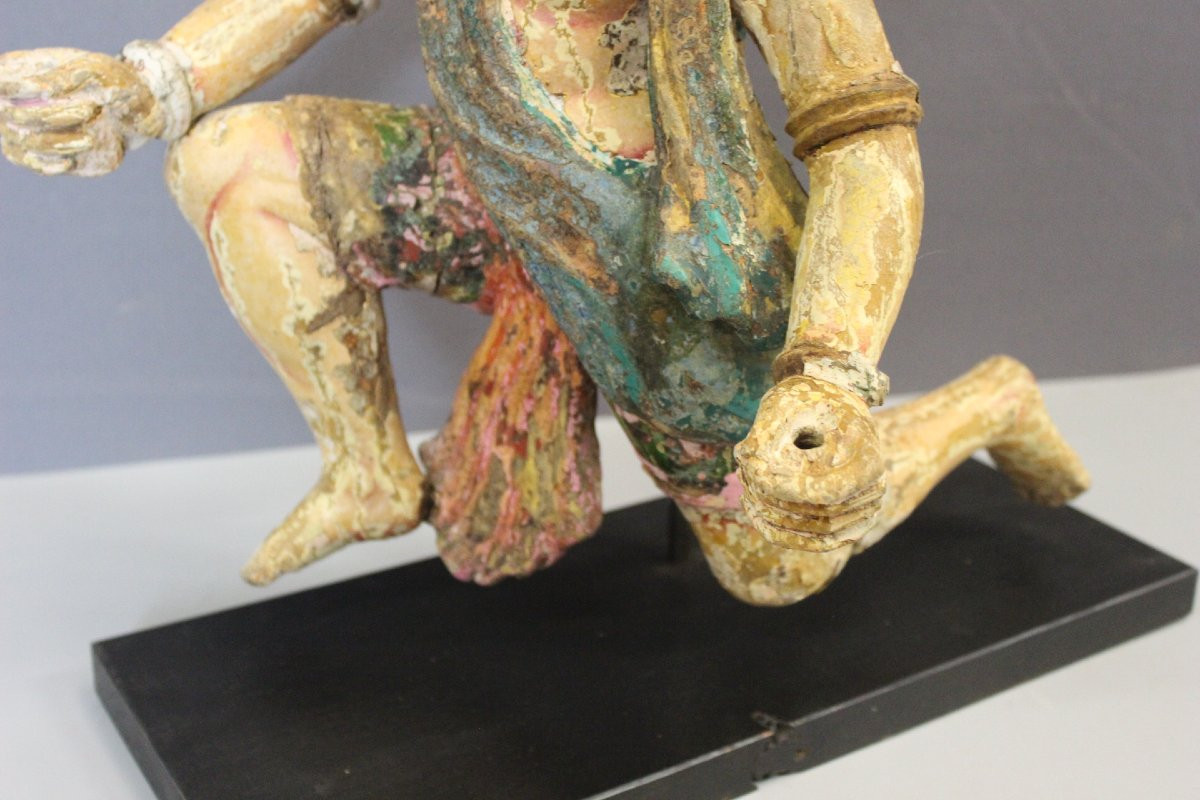 Bois Polychrome , Radjasthan , Inde du Nord XIXe-photo-4