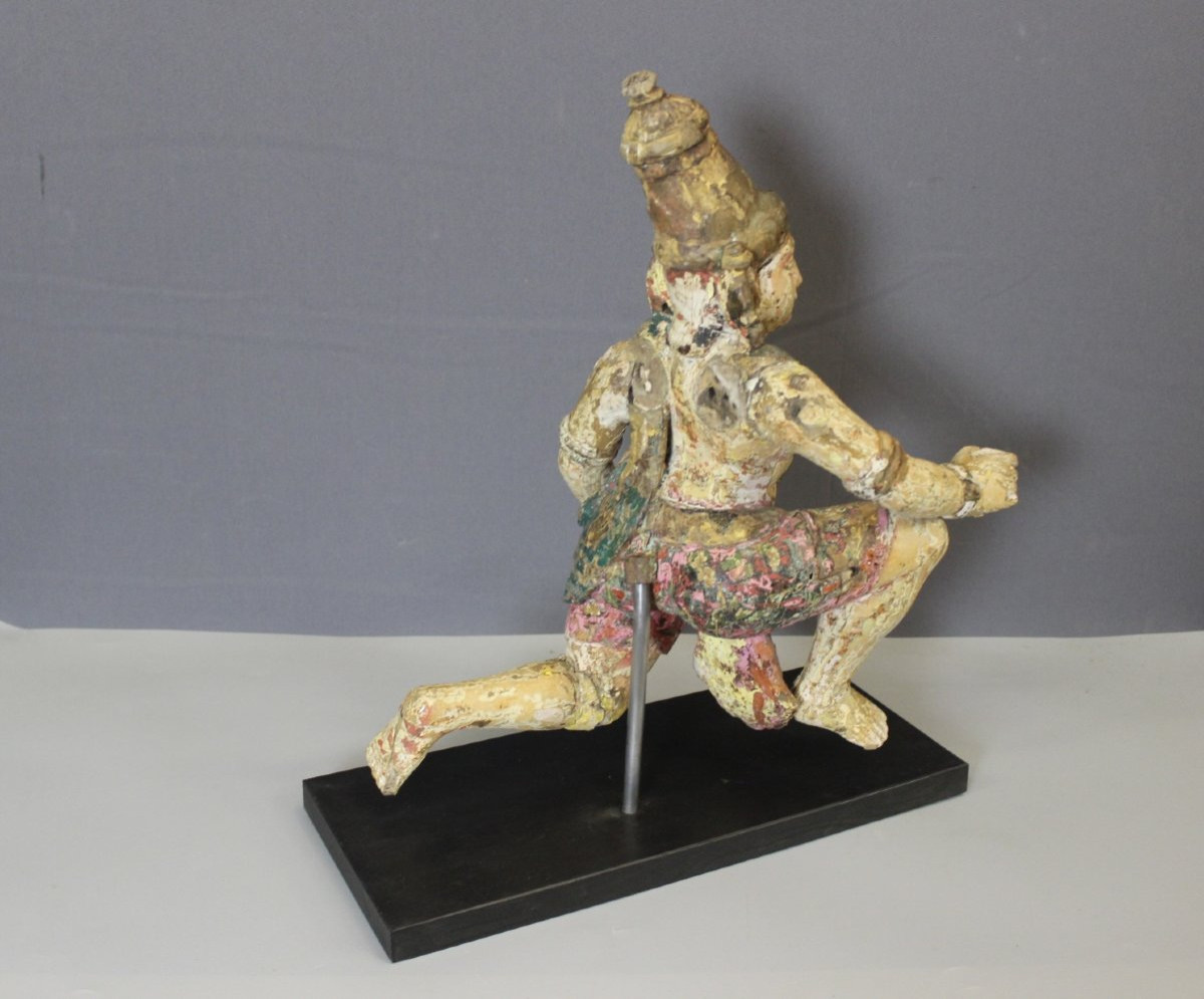 Bois Polychrome , Radjasthan , Inde du Nord XIXe-photo-2