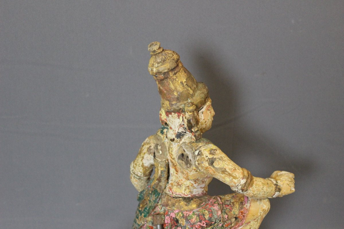 Bois Polychrome , Radjasthan , Inde du Nord XIXe-photo-3