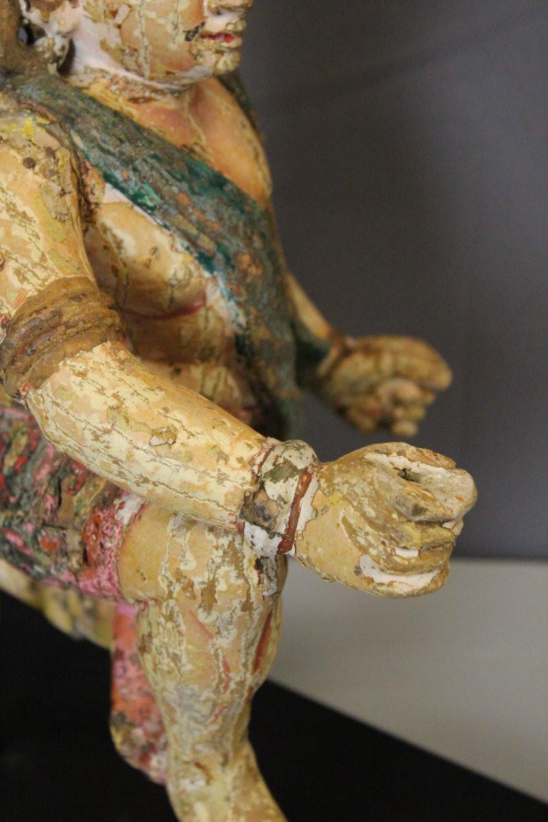 Bois Polychrome , Radjasthan , Inde du Nord XIXe-photo-5