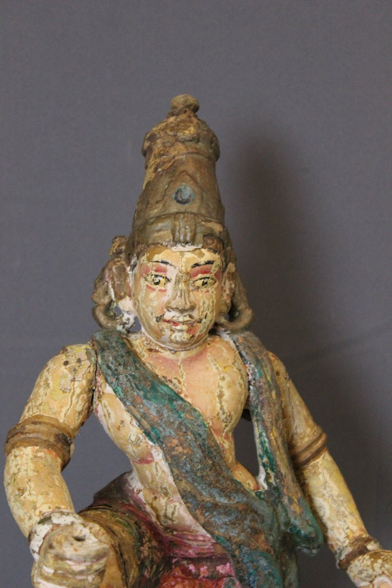 Bois Polychrome , Radjasthan , Inde du Nord XIXe-photo-8