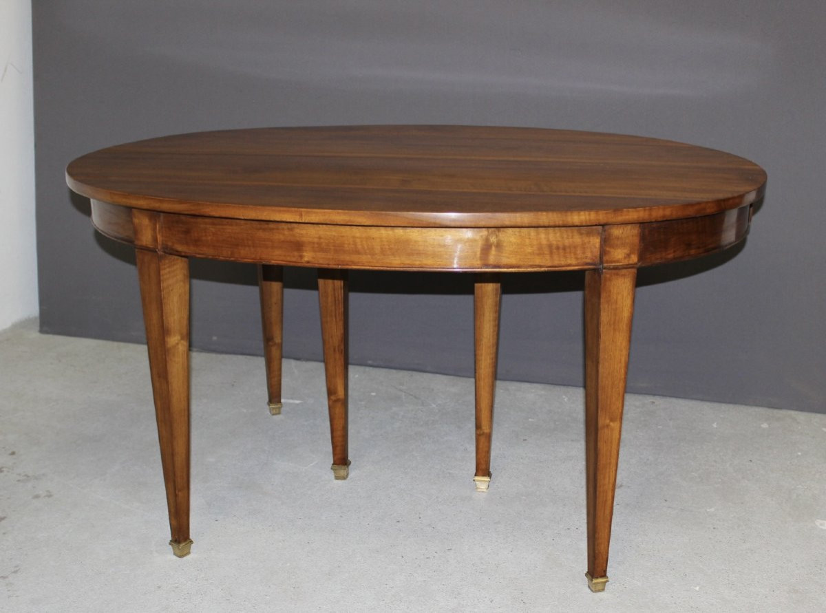 Restoration Walnut Belt Table With Three Walnut Leaves 19th Century-photo-4