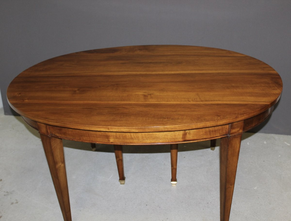 Restoration Walnut Belt Table With Three Walnut Leaves 19th Century-photo-1
