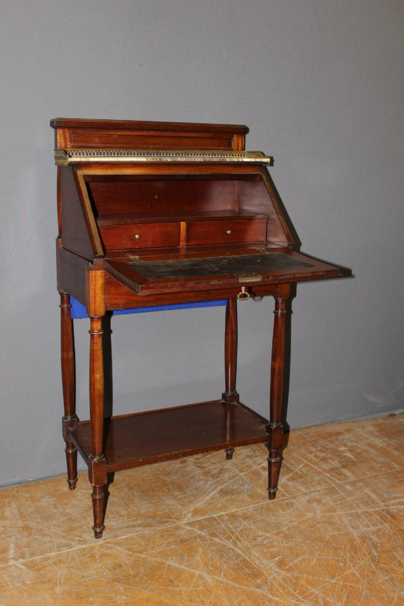 Bureau Dos d'âne en Acajou de Style Directoire XXe-photo-5