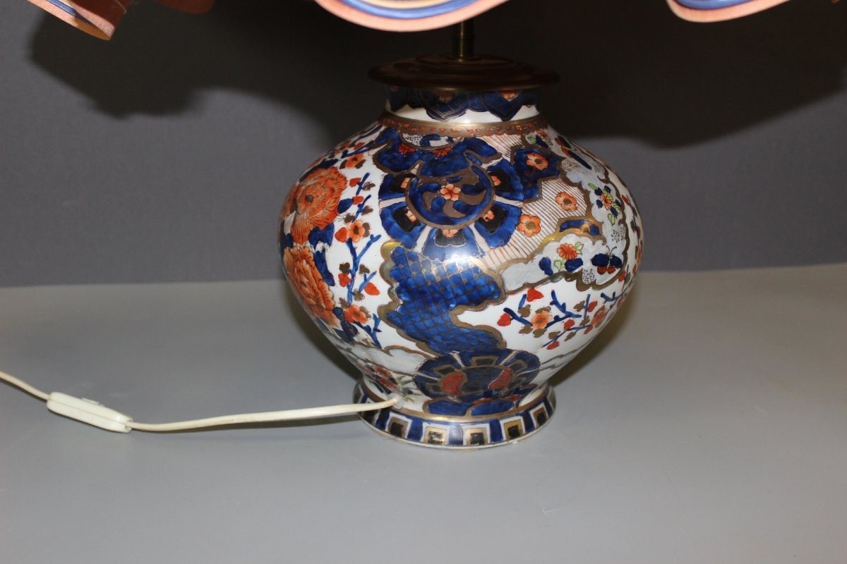 Vase Imari XIXe Monté en Lampe -photo-3