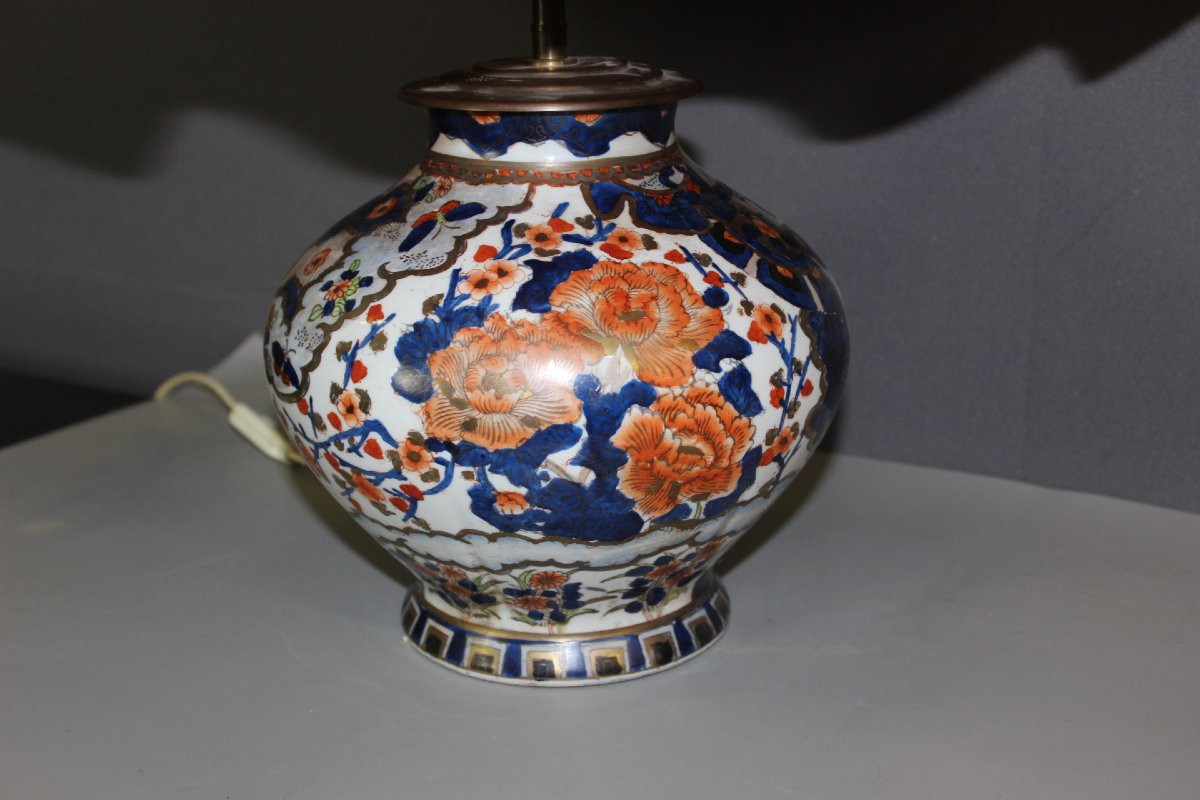 Vase Imari XIXe Monté en Lampe -photo-2