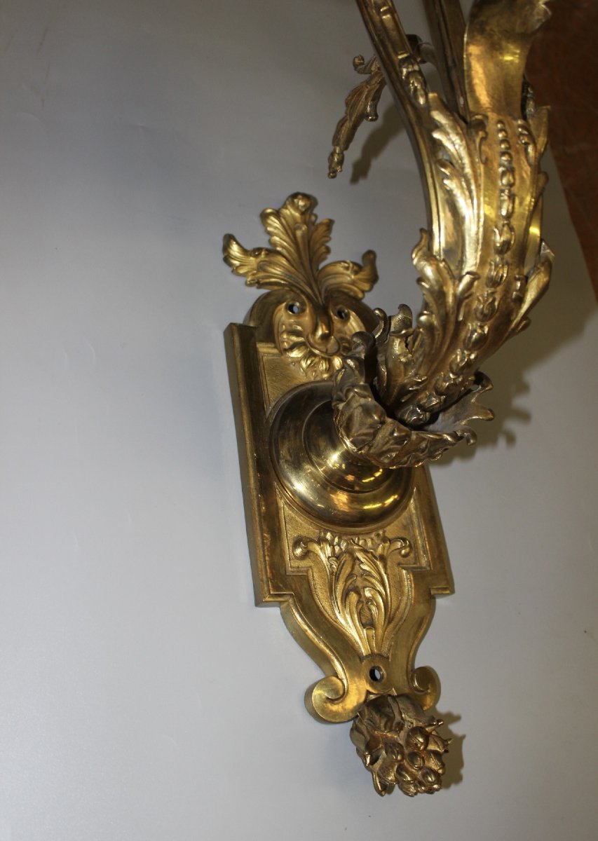 Pair Of Napoleon III Gilt Bronze Sconces-photo-3