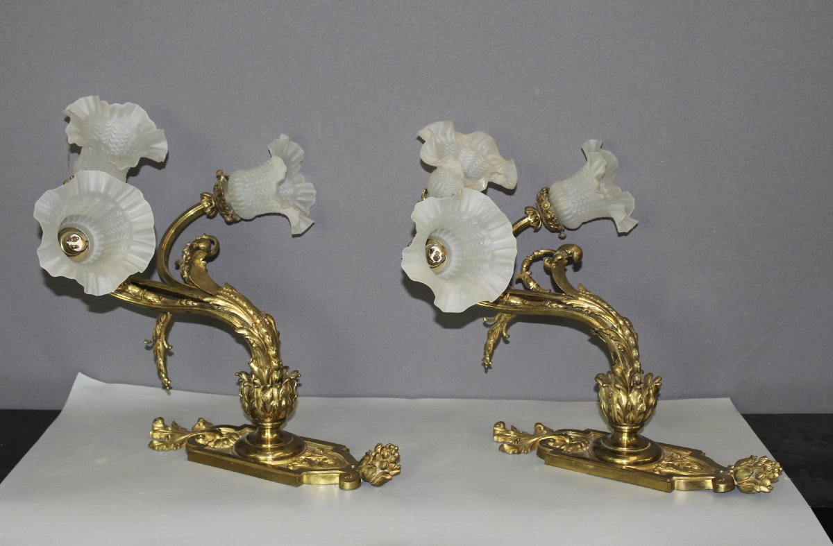 Pair Of Napoleon III Gilt Bronze Sconces