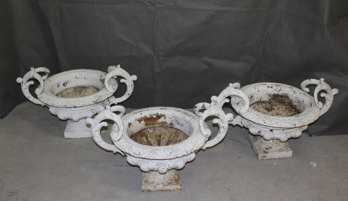 Suite Of Three Medici In Cast Iron About 1900-photo-2