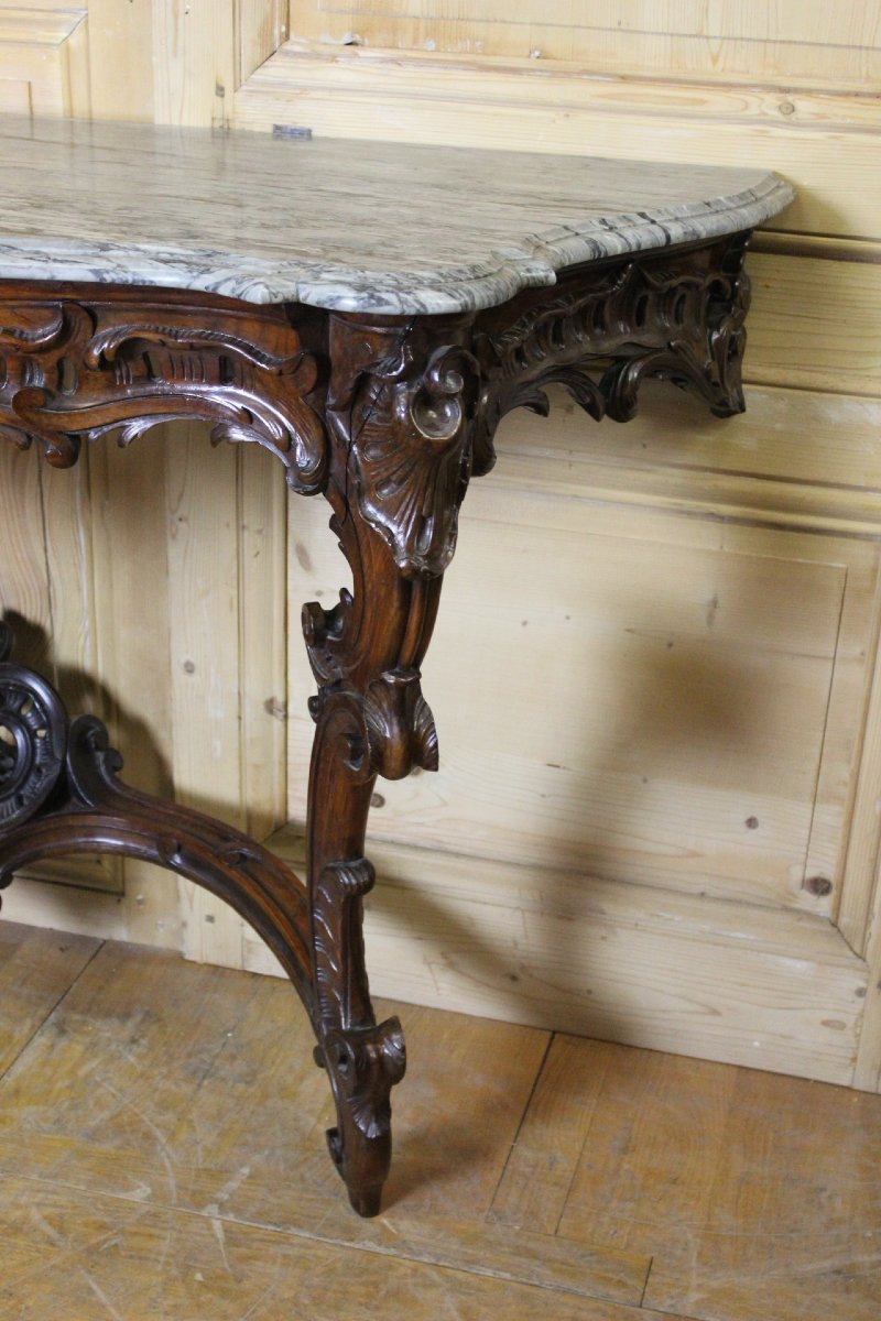 Large 19th-century Louis XV Console Table In Walnut-photo-4