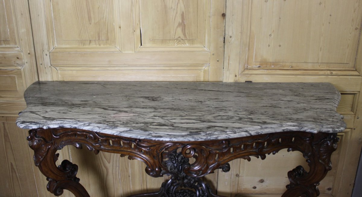 Large 19th-century Louis XV Console Table In Walnut-photo-3