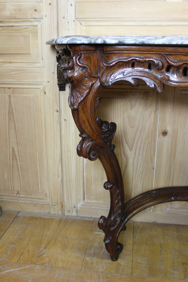 Large 19th-century Louis XV Console Table In Walnut-photo-4