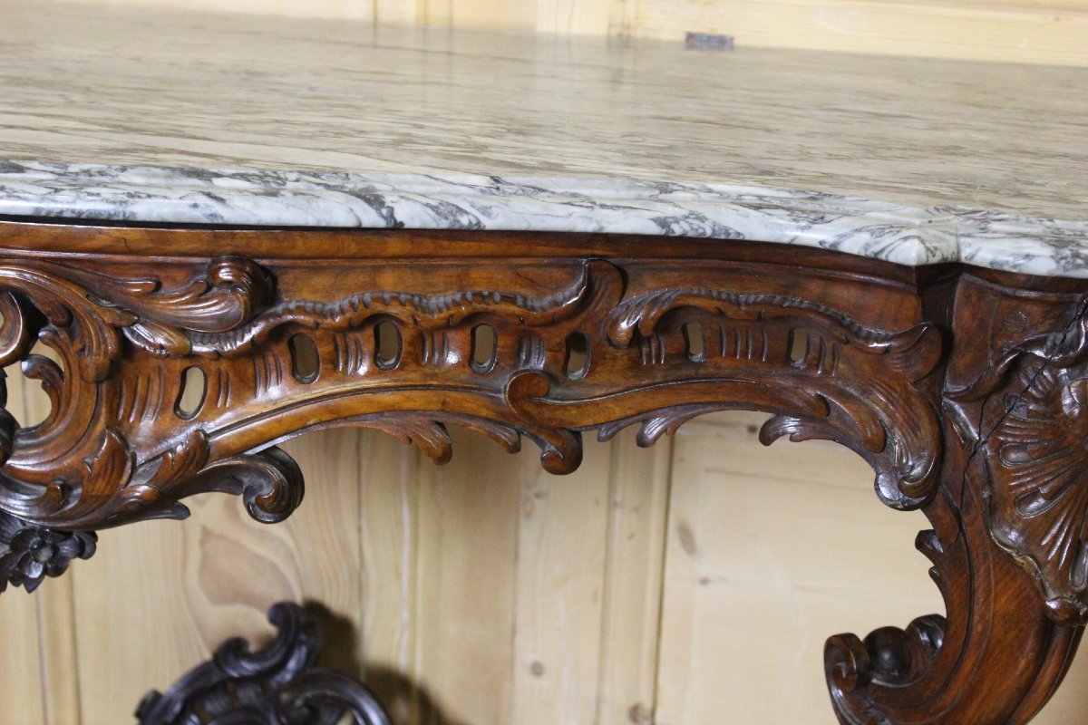 Large 19th-century Louis XV Console Table In Walnut-photo-6
