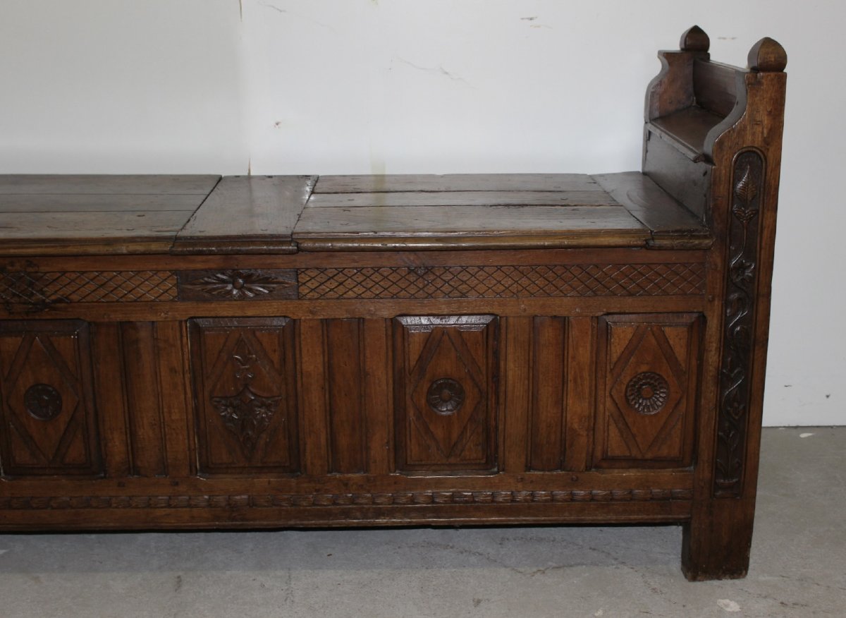 Banc Coffre en Chêne XVIIIe-photo-2