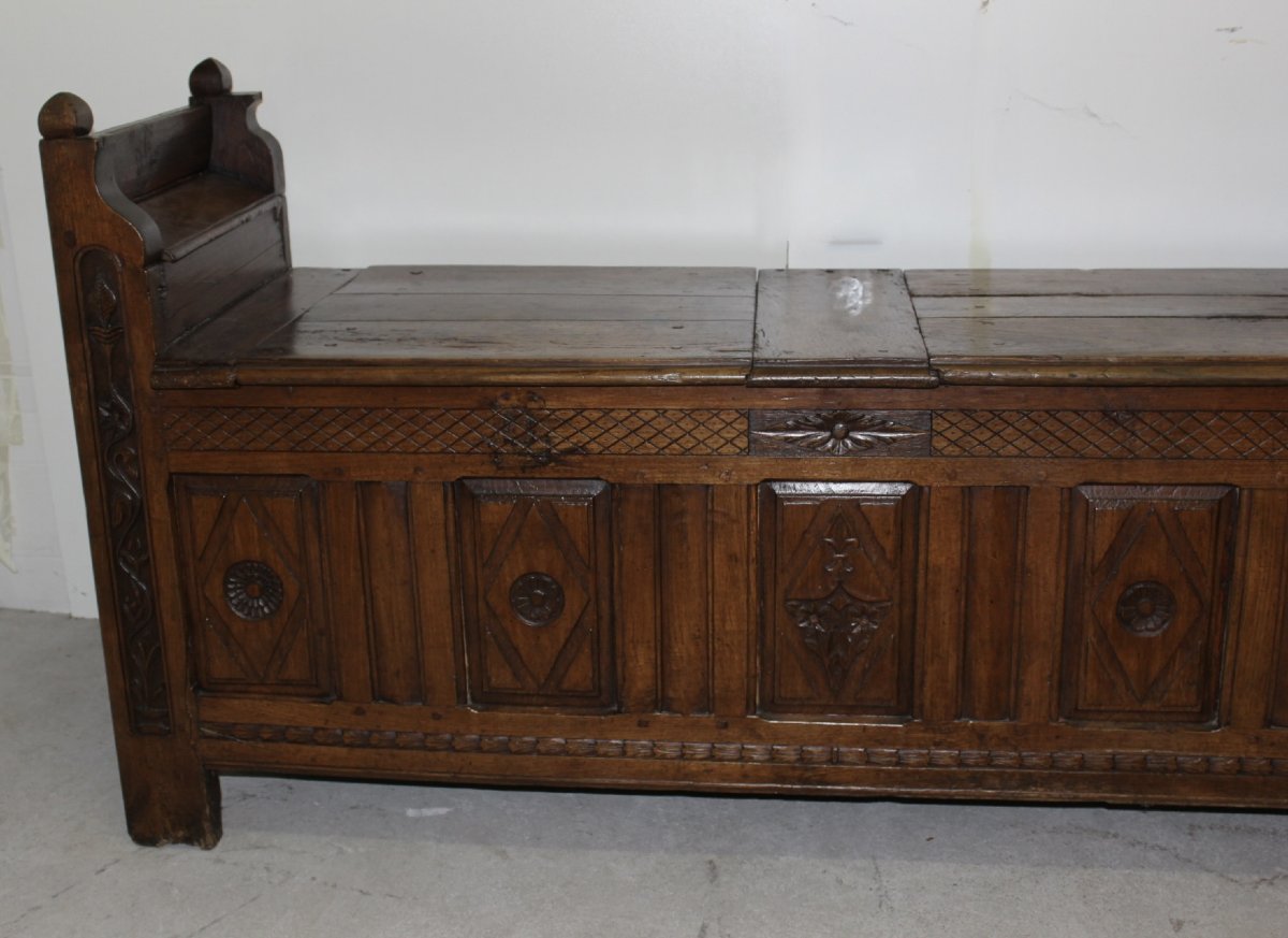 Banc Coffre en Chêne XVIIIe-photo-3