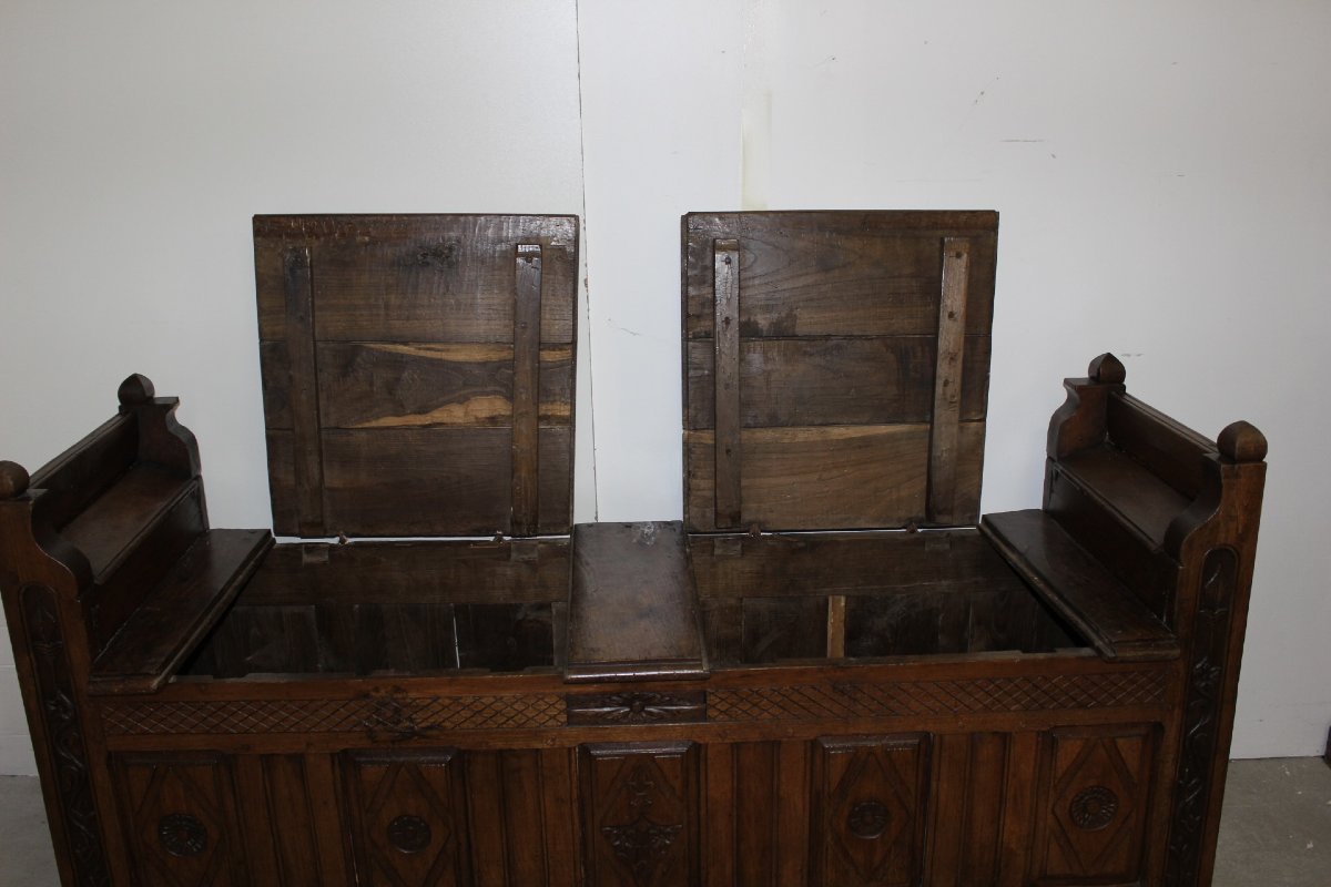 Banc Coffre en Chêne XVIIIe-photo-4