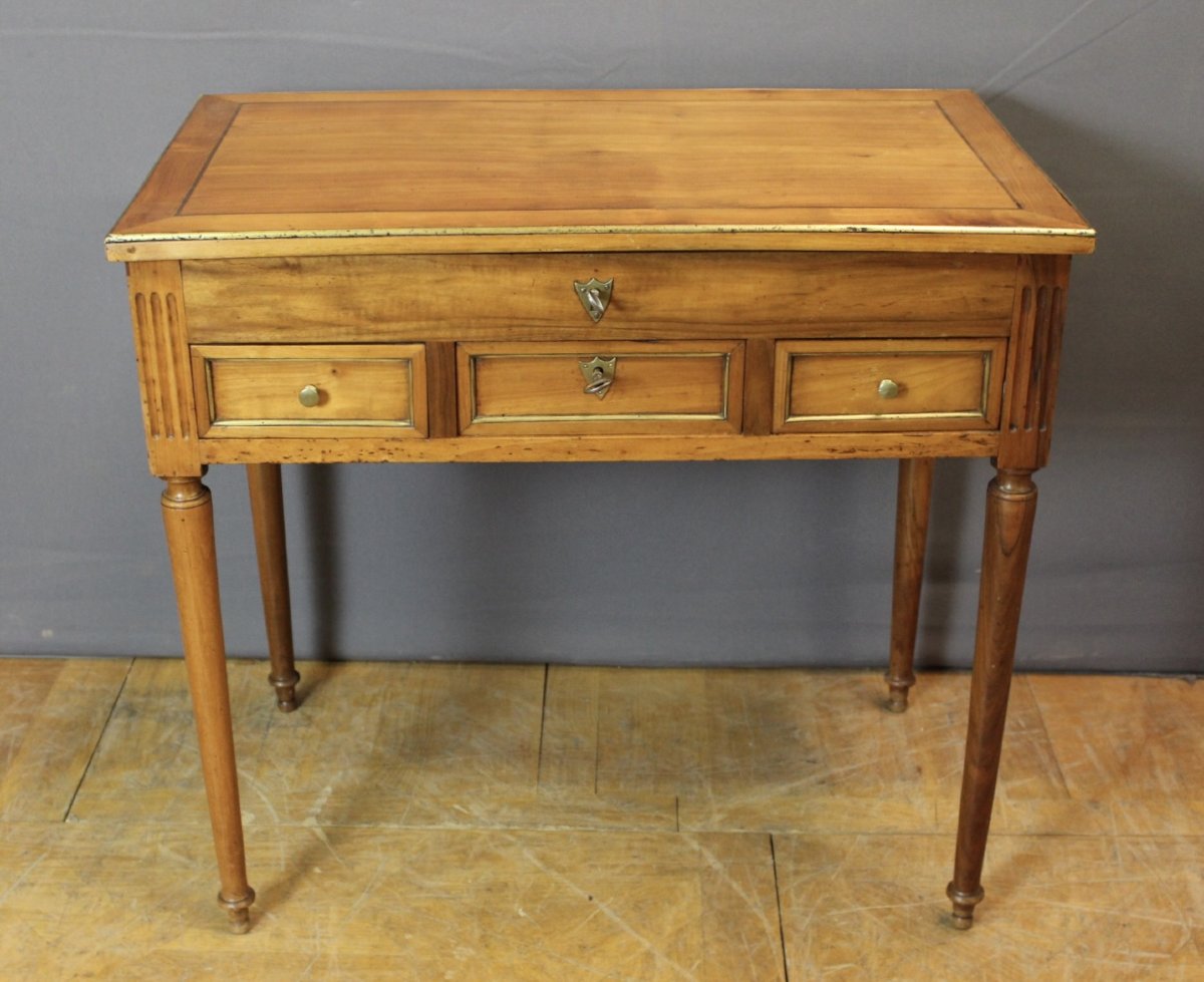 Men's Dressing Table In Cherry Wood, Directoire Period -photo-7