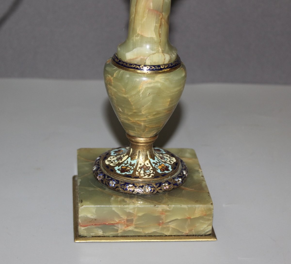 Lampe à Pétrole en Onyx et Emaux Cloisonnés Napoléon  III-photo-2