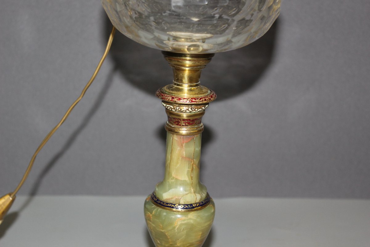 Lampe à Pétrole en Onyx et Emaux Cloisonnés Napoléon  III-photo-3