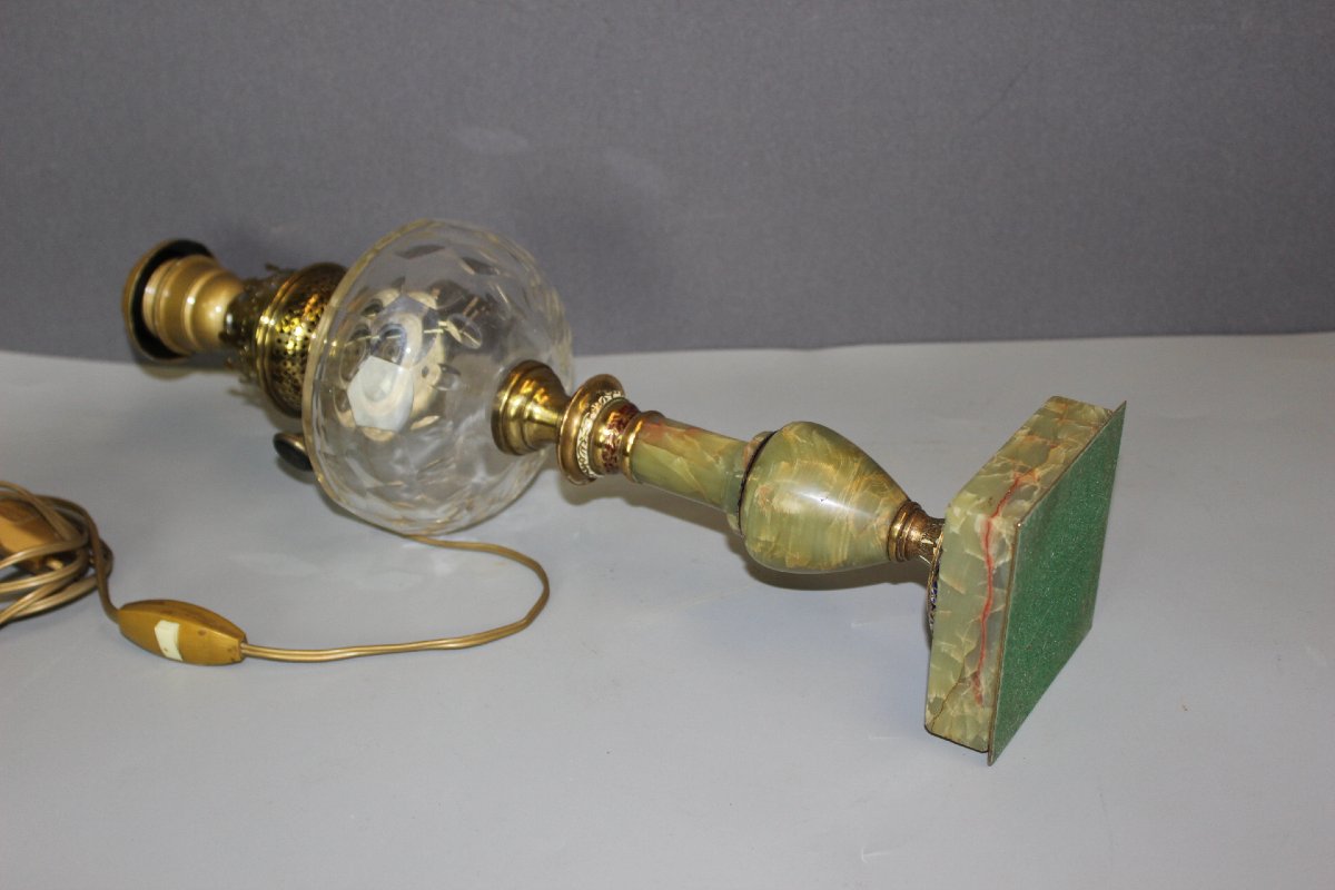 Lampe à Pétrole en Onyx et Emaux Cloisonnés Napoléon  III-photo-5