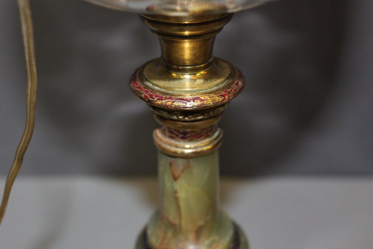 Lampe à Pétrole en Onyx et Emaux Cloisonnés Napoléon  III-photo-7